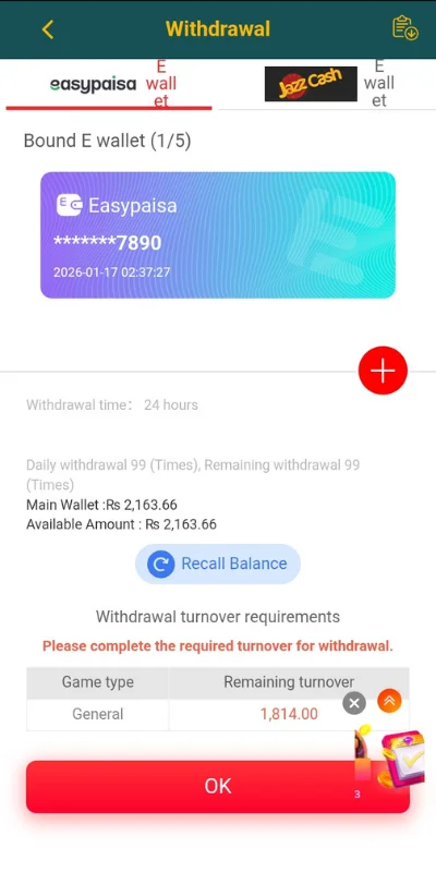 PK1947 Game official interface screenshot showing online earning features and bonus rewards